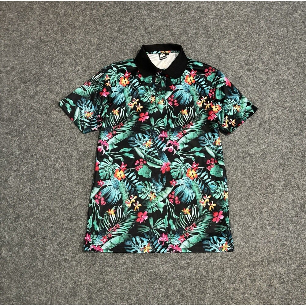 Into The AM Men's Polo Shirt Size Small Floral Print Short Sleeve Lightweight